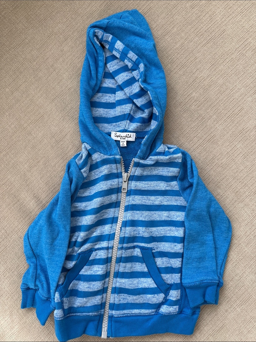 Splendid Kids Blue Striped Zip-Up Hoodie